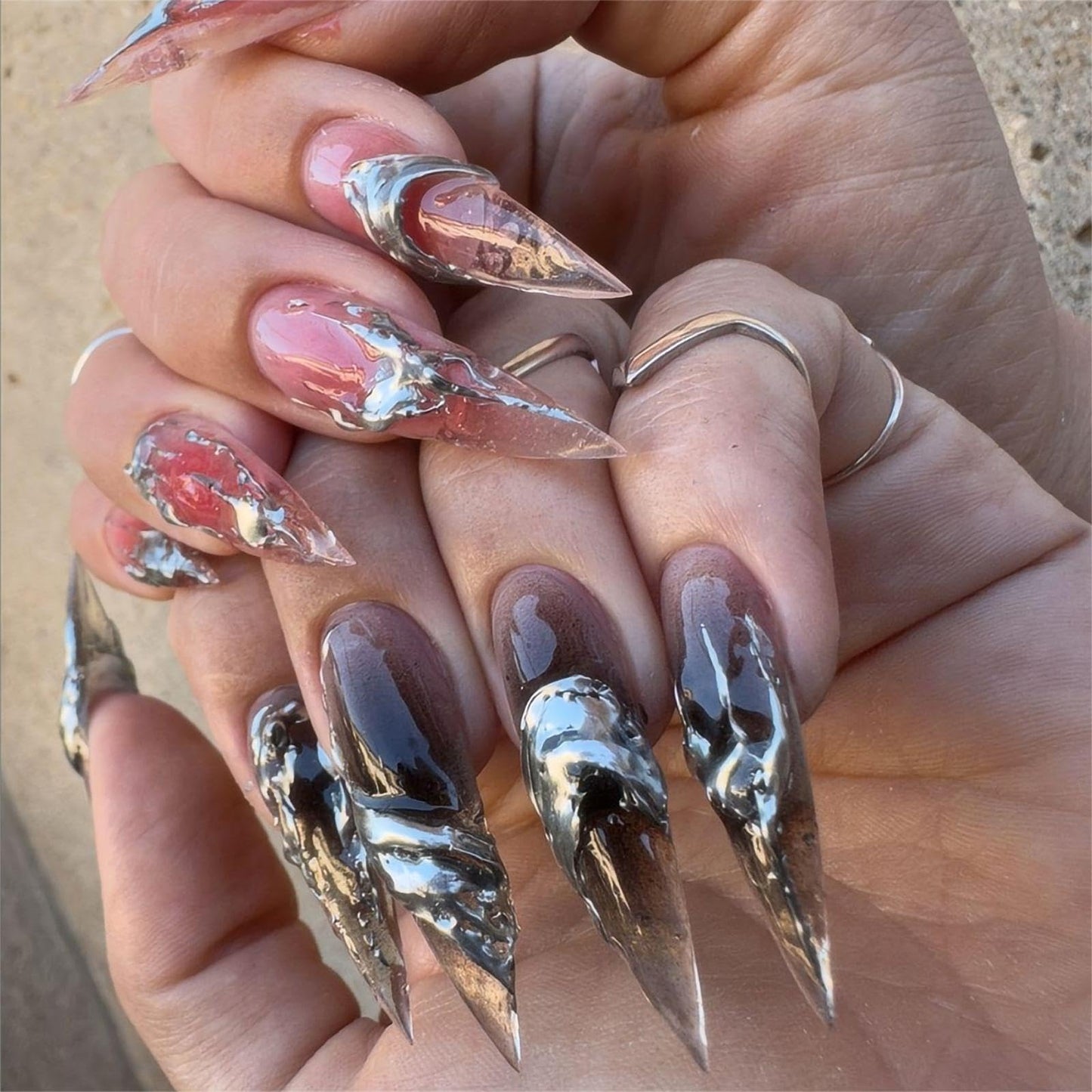 Ombre Almond Press-On Nails