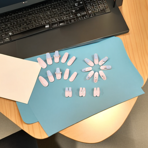 Ice Blue Rhinestone Press-On Nails