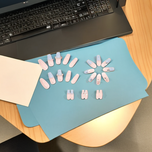 Ice Blue Rhinestone Press-On Nails