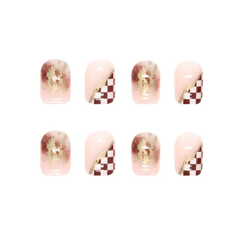 Chocolate Checkerboard Press-On Nails