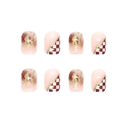 Chocolate Checkerboard Press-On Nails