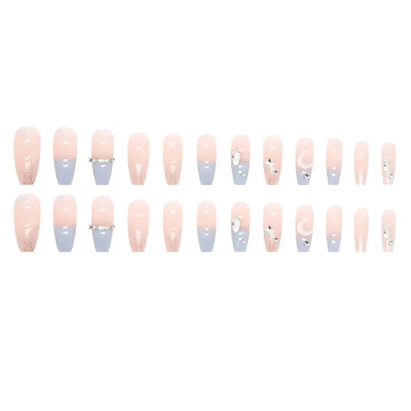 Ice Blue Rhinestone Press-On Nails