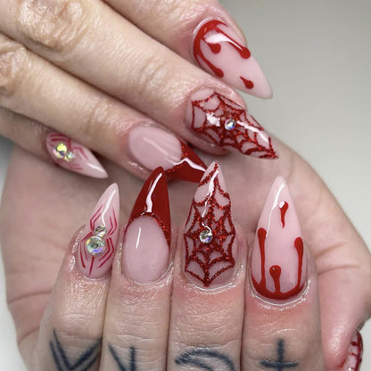 Blood Spider Stiletto Halloween Press-On Nails