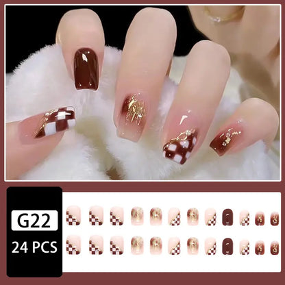 Chocolate Checkerboard Press-On Nails