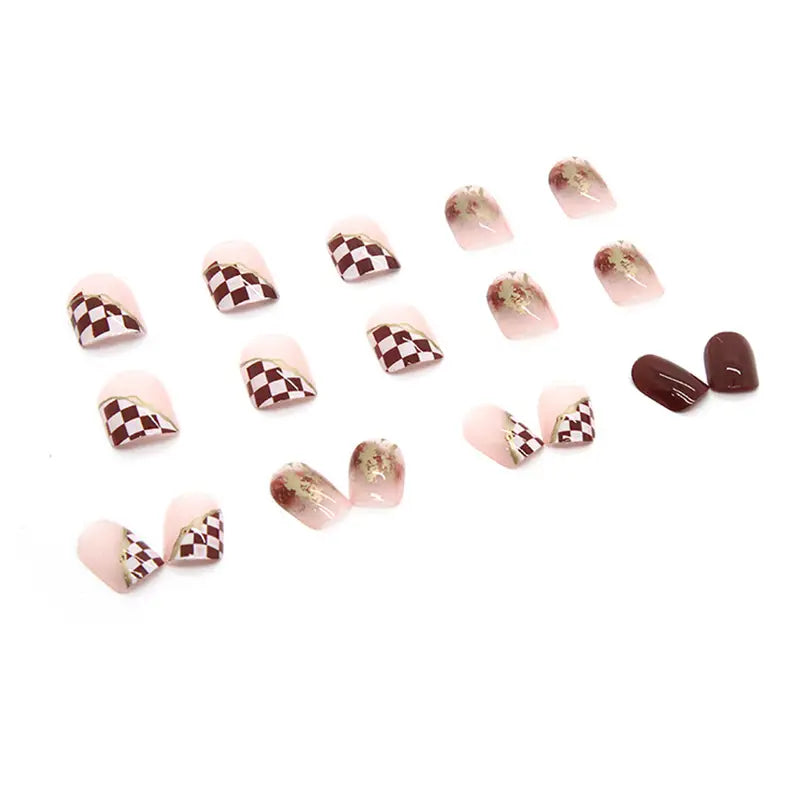 Chocolate Checkerboard Press-On Nails