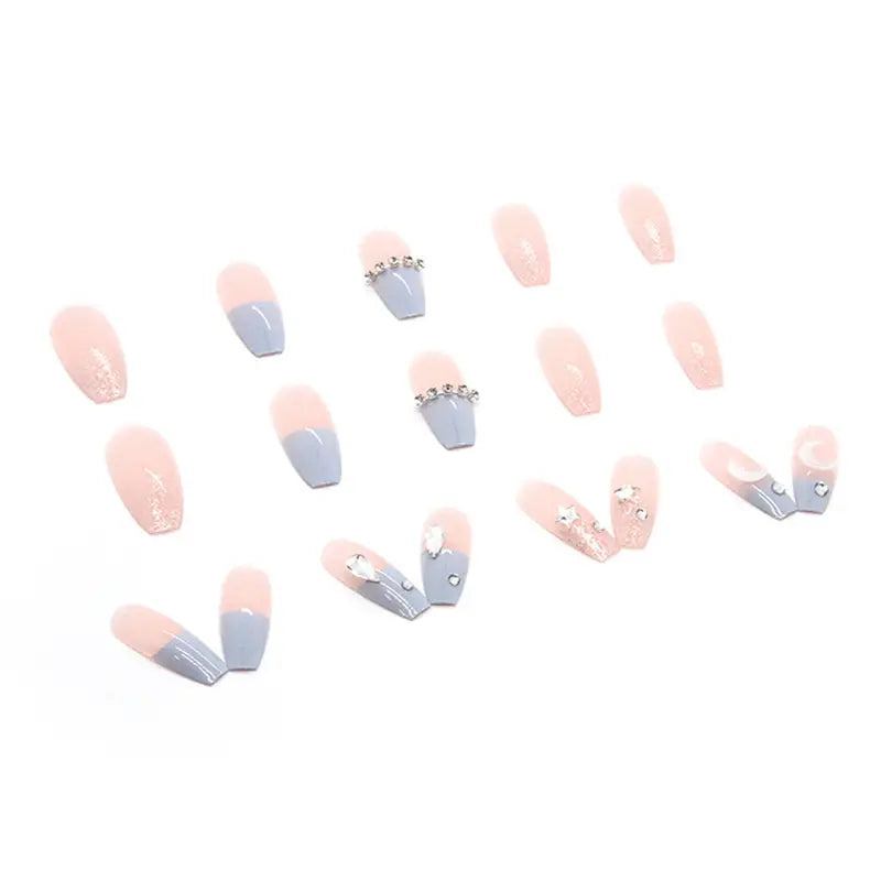 Ice Blue Rhinestone Press-On Nails