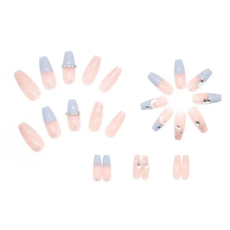 Ice Blue Rhinestone Press-On Nails