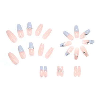 Ice Blue Rhinestone Press-On Nails