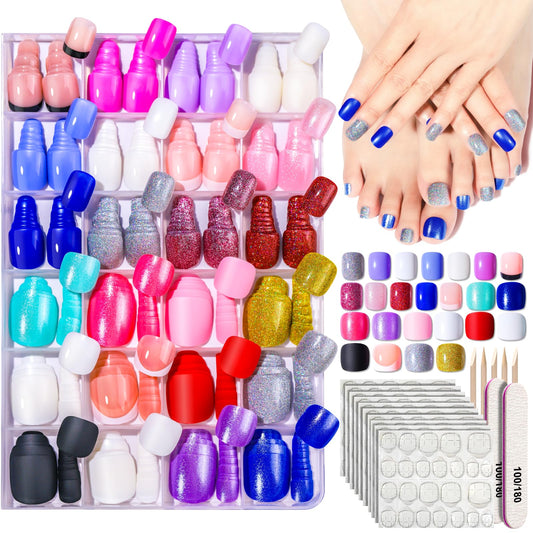 Matching Hands & Toes Press-On Nails Set | 24 Colors Full Kit