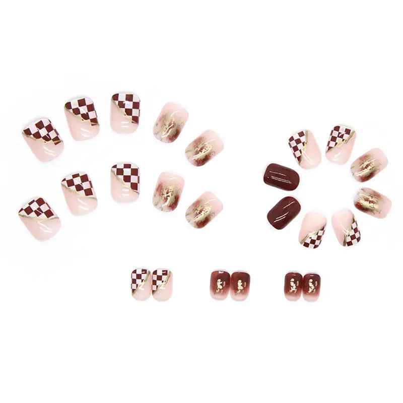 Chocolate Checkerboard Press-On Nails